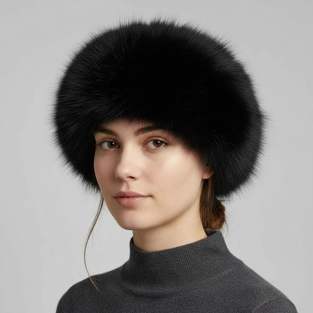 Handcrafted Alpaca Fur Cossack Hat Black Women & Girls Winter Peruvian Soul Luxe